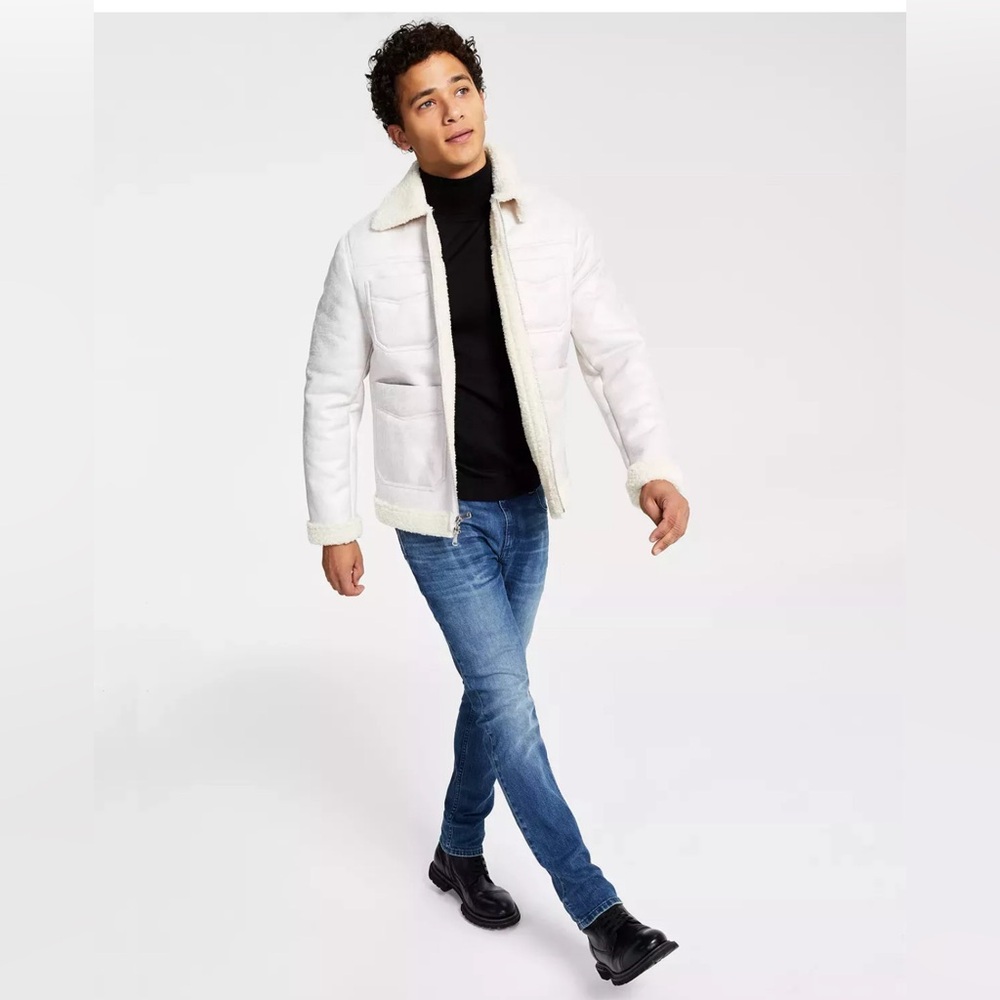 NWT $125 I.N.C Men's Flynn Fleece Trimmed Zip-Front Jacket, Sz XXL
